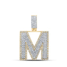 10kt Two - tone Gold Men's Diamond M Initial Letter Pendant - Captivating Charm Necklace - Splendid Jewellery
