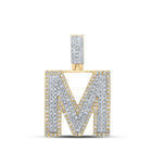 10kt Two - tone Gold Men's Diamond M Initial Letter Pendant - Captivating Charm Necklace - Splendid Jewellery