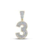 10kt Two - tone Gold Men's Diamond Number 3 Charm Pendant - 5/8 Cttw: A Dazzling Delight for Gentlemen - Splendid Jewellery