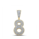 10kt Two - tone Gold Men's Diamond Number 8 Charm Pendant - 3/4 Cttw - Splendid Jewellery