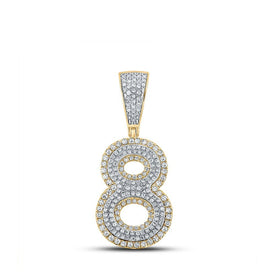 10kt Two - tone Gold Men's Diamond Number 8 Charm Pendant - 3/4 Cttw - Splendid Jewellery
