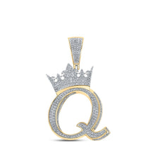 Load image into Gallery viewer, 10kt Two - tone Gold Men's Diamond Q Crown Letter Charm Pendant - 1 - 3/8 Cttw - Splendid Jewellery