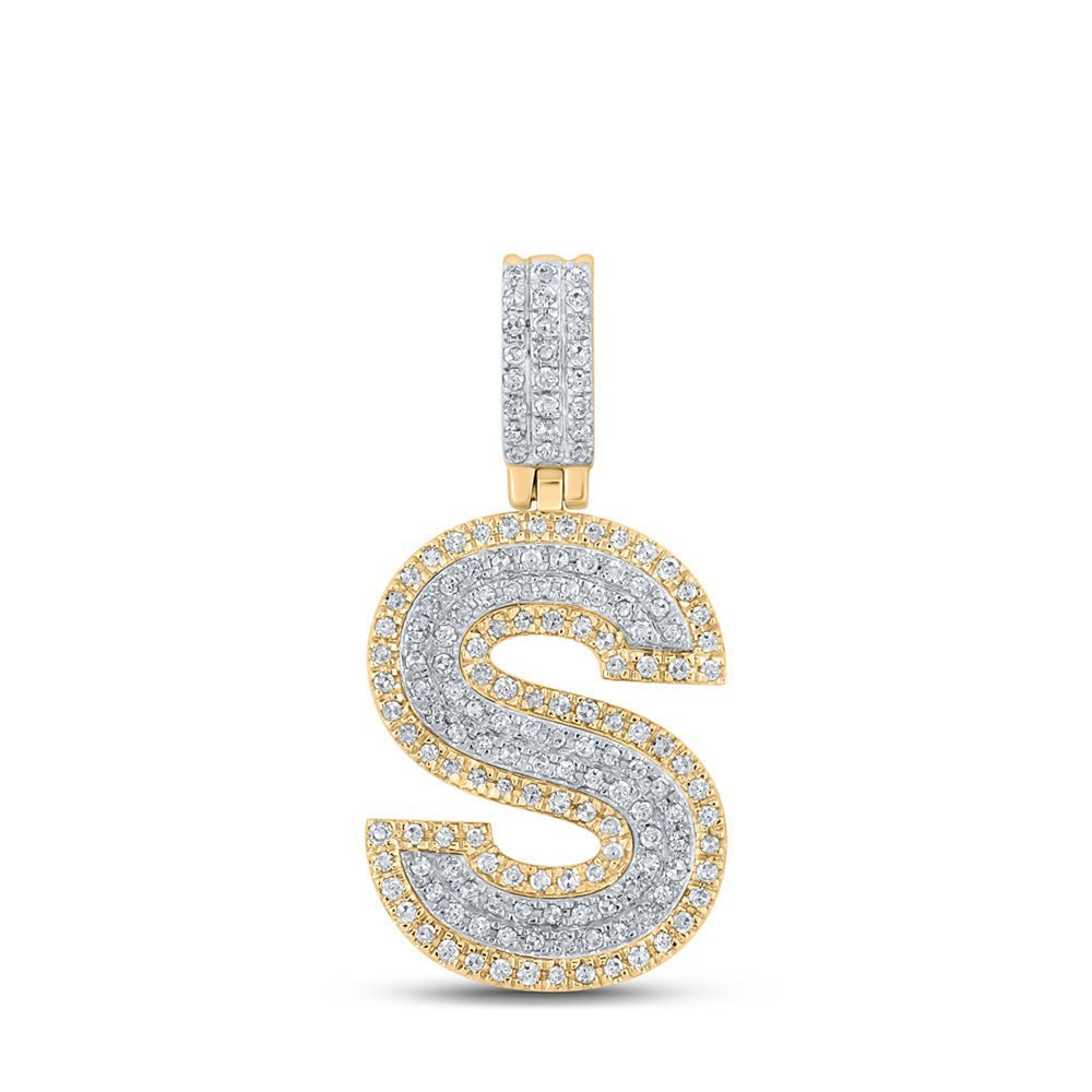 10kt Two - tone Gold Men's Diamond S Initial Letter Pendant - 1/2 Cttw - Splendid Jewellery