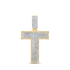 10kt Two - tone Gold Men's Diamond T Initial Charm Pendant - 3/8 Cttw - Splendid Jewellery