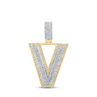 10kt Two - tone Gold Men's Diamond V Initial Letter Pendant 1/2 Cttw - A Dazzling Statement Piece by Splendid Jewellery - Splendid Jewellery