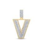 10kt Two - tone Gold Men's Diamond V Initial Letter Pendant 1/2 Cttw - A Dazzling Statement Piece by Splendid Jewellery - Splendid Jewellery