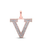 10kt Two - tone Gold Men's Diamond V Initial Letter Pendant - 3/8 Cttw - Splendid Jewellery - Splendid Jewellery