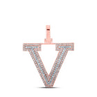 10kt Two - tone Gold Men's Diamond V Initial Letter Pendant - 3/8 Cttw - Splendid Jewellery - Splendid Jewellery