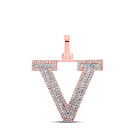 10kt Two - tone Gold Men's Diamond V Initial Letter Pendant - 3/8 Cttw - Splendid Jewellery - Splendid Jewellery