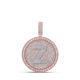 10kt Two - tone Gold Men's Diamond Z Initial Letter Charm Pendant - 3 - 3/4 Cttw - Splendid Jewellery