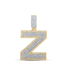Load image into Gallery viewer, 10kt Two - tone Gold Men's Diamond Z Initial Letter Pendant - 1/2 Cttw - Splendid Jewellery