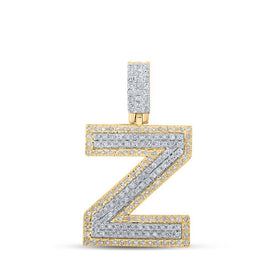 10kt Two - tone Gold Men's Diamond Z Initial Letter Pendant - 1/2 Cttw - Splendid Jewellery