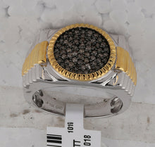 Load image into Gallery viewer, 10kt Two - tone Gold Men's Ribbed Circle Cluster Ring with Brown Diamonds - 1/2 Cttw - Splendid Jewellery