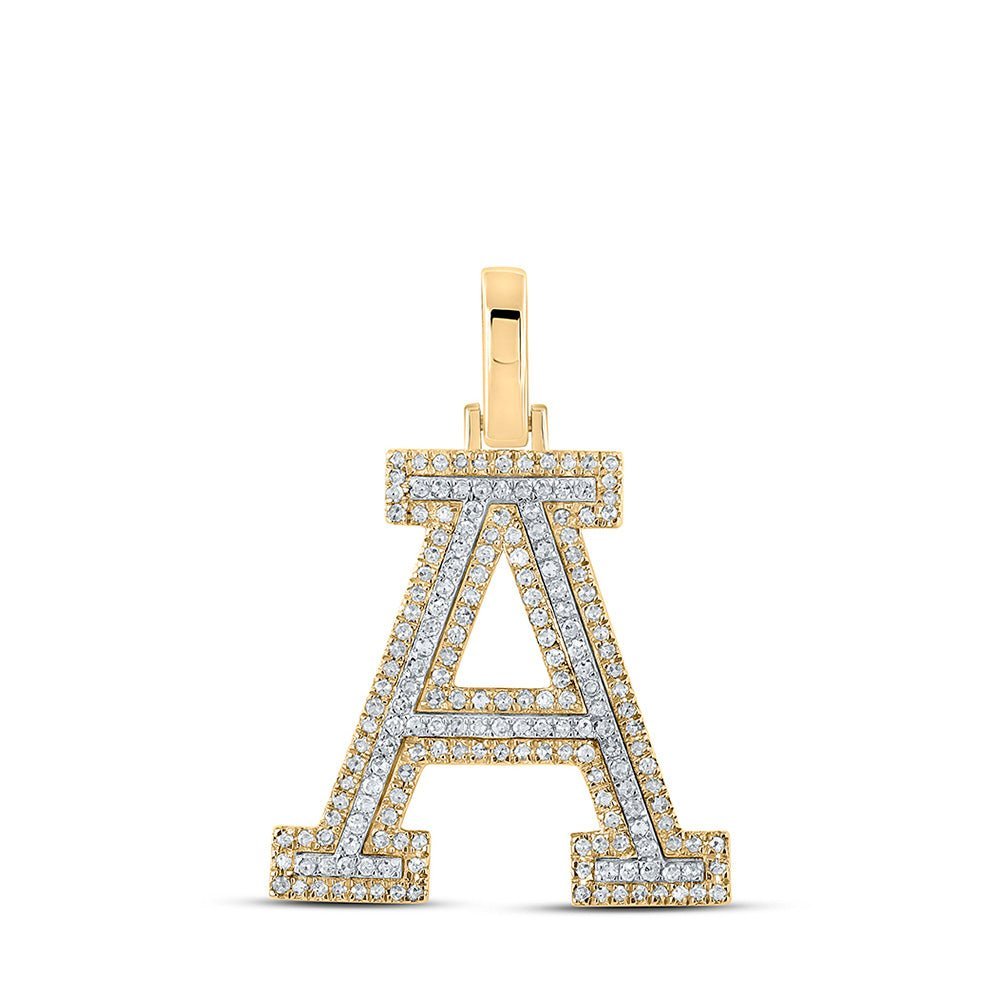 10kt Two - tone Gold Men's Round Diamond A Initial Letter Pendant - 1/2 Cttw - Splendid Jewellery