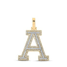 10kt Two - tone Gold Men's Round Diamond A Initial Letter Pendant - 1/2 Cttw - Splendid Jewellery