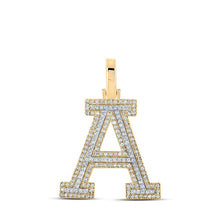 Load image into Gallery viewer, 10kt Two - tone Gold Men's Round Diamond A Initial Letter Pendant - 1/2 Cttw - Splendid Jewellery