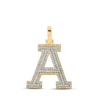 10kt Two - tone Gold Men's Round Diamond A Initial Letter Pendant - 1/2 Cttw - Splendid Jewellery