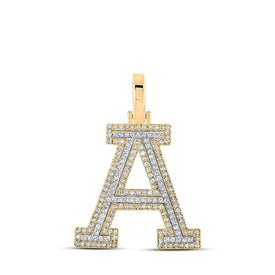 10kt Two - tone Gold Men's Round Diamond A Initial Letter Pendant - 1/2 Cttw - Splendid Jewellery