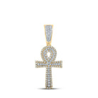 10kt Two - tone Gold Men's Round Diamond Ankh Cross Charm Pendant - 1/2 Cttw | Splendid Jewellery - Splendid Jewellery