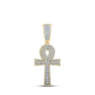 10kt Two - tone Gold Men's Round Diamond Ankh Cross Charm Pendant - 1/2 Cttw | Splendid Jewellery - Splendid Jewellery