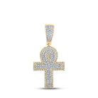 10kt Two - tone Gold Men's Round Diamond Ankh Cross Charm Pendant - 1/2 Cttw | Splendid Jewellery - Splendid Jewellery