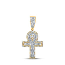 Load image into Gallery viewer, 10kt Two - tone Gold Men's Round Diamond Ankh Cross Charm Pendant - 1/2 Cttw | Splendid Jewellery - Splendid Jewellery