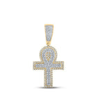 10kt Two - tone Gold Men's Round Diamond Ankh Cross Charm Pendant - 1/2 Cttw | Splendid Jewellery - Splendid Jewellery