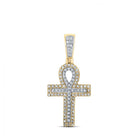 10kt Two - tone Gold Men's Round Diamond Ankh Cross Charm Pendant - 1/4 Cttw - Splendid Jewellery - Splendid Jewellery