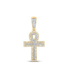 10kt Two - tone Gold Men's Round Diamond Ankh Cross Charm Pendant - 1/4 Cttw | Splendid Jewellery - Splendid Jewellery