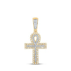 10kt Two - tone Gold Men's Round Diamond Ankh Cross Charm Pendant - 1/4 Cttw | Splendid Jewellery - Splendid Jewellery
