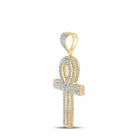 10kt Two - tone Gold Mens Round Diamond Ankh Cross Charm Pendant 2 Cttw | Dazzling Diamond Delight - Splendid Jewellery