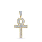 10kt Two - tone Gold Mens Round Diamond Ankh Cross Charm Pendant 2 Cttw | Dazzling Diamond Delight - Splendid Jewellery