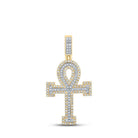 10kt Two - tone Gold Mens Round Diamond Ankh Cross Charm Pendant 7/8 Cttw - A Dazzling Symbol of Faith and Style - Splendid Jewellery