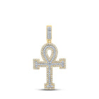 10kt Two - tone Gold Mens Round Diamond Ankh Cross Charm Pendant 7/8 Cttw - A Dazzling Symbol of Faith and Style - Splendid Jewellery