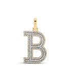 10kt Two - tone Gold Men's Round Diamond B Initial Letter Pendant 1/2 Cttw - A Dazzling Statement Piece by Splendid Jewellery - Splendid Jewellery