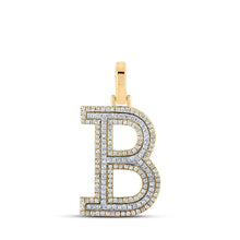 Load image into Gallery viewer, 10kt Two - tone Gold Men's Round Diamond B Initial Letter Pendant 1/2 Cttw - A Dazzling Statement Piece by Splendid Jewellery - Splendid Jewellery