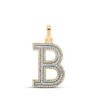 10kt Two - tone Gold Men's Round Diamond B Initial Letter Pendant 1/2 Cttw - A Dazzling Statement Piece by Splendid Jewellery - Splendid Jewellery