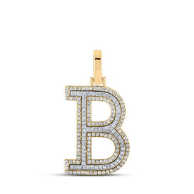 10kt Two - tone Gold Men's Round Diamond B Initial Letter Pendant 1/2 Cttw - A Dazzling Statement Piece by Splendid Jewellery - Splendid Jewellery