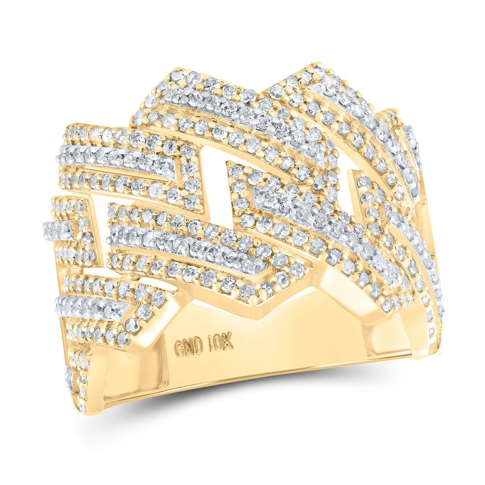 10kt Two - tone Gold Mens Round Diamond Band Ring - A Dazzling Statement of Masculinity - Splendid Jewellery