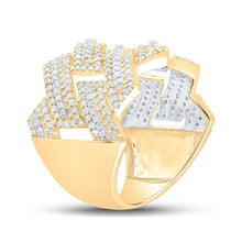 Load image into Gallery viewer, 10kt Two-tone Gold Mens Round Diamond Band Ring - A Dazzling Statement of Masculinity - Alternate view 3 from Splendid Jewellery