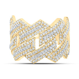 10kt Two - tone Gold Mens Round Diamond Band Ring - A Dazzling Statement of Masculinity - Splendid Jewellery