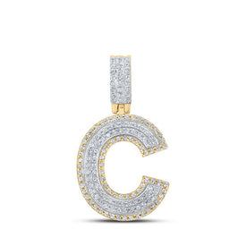 10kt Two - tone Gold Men's Round Diamond C Initial Letter Pendant - 1/2 Cttw | Splendid Jewellery - Splendid Jewellery