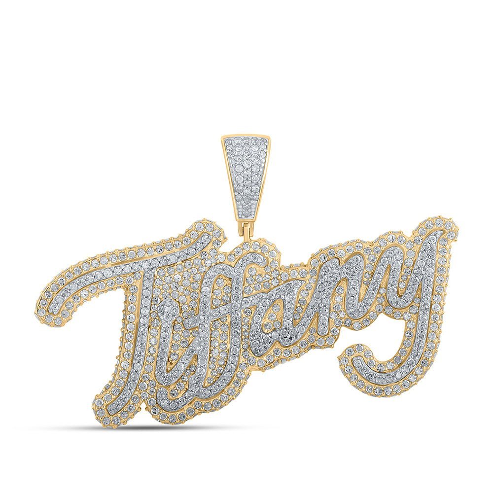 10kt Two - tone Gold Men's Round Diamond Charm Pendant - 2 - 5/8 Cttw | Splendid Jewellery - Splendid Jewellery