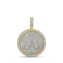 Load image into Gallery viewer, 10kt Two - tone Gold Men's Round Diamond Circle Letter Charm Pendant - 3 - 3/4 Cttw - Splendid Jewellery