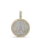 10kt Two - tone Gold Men's Round Diamond Circle Letter Charm Pendant - 3 - 3/4 Cttw - Splendid Jewellery