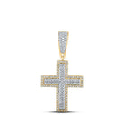 10kt Two - tone Gold Men's Round Diamond Cross Charm Pendant - 3/8 Cttw - Splendid Jewellery - Splendid Jewellery