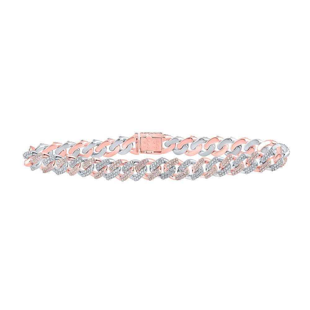 10kt Two - tone Gold Men's Round Diamond Cuban Link Bracelet - 3 - 3/4 Cttw | Exquisite Jewellery - Splendid Jewellery