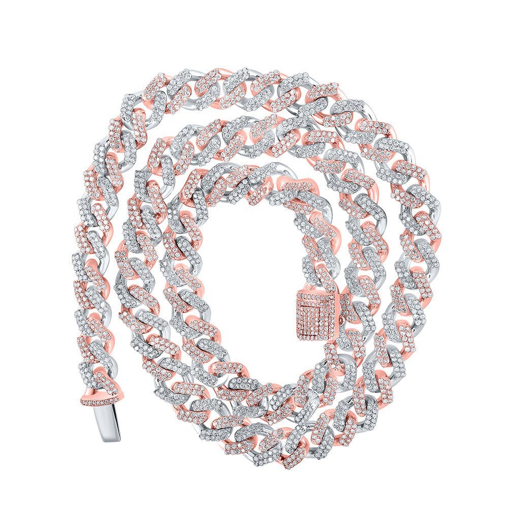10kt Two - tone Gold Men's Round Diamond Cuban Link Chain Necklace - 8 Cttw | Splendid Jewellery - Splendid Jewellery