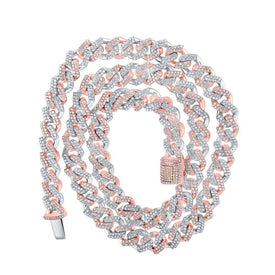10kt Two - tone Gold Men's Round Diamond Cuban Link Chain Necklace - 8 Cttw | Splendid Jewellery - Splendid Jewellery