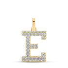 10kt Two - tone Gold Men's Round Diamond E Initial Letter Pendant - 1/2 Cttw - Splendid Jewellery